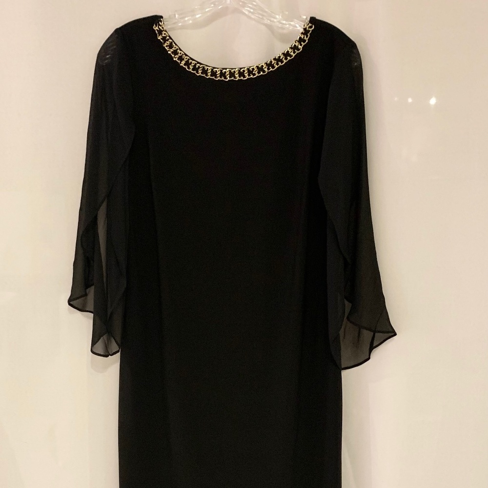 Chiasso Black Sheer Flutter Sleeve Dress